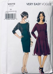 8919 VOGUE EASY PULLOVER SEAM STRAIGHT - FLARE DRESS PATTERN 16-24 UNCUT